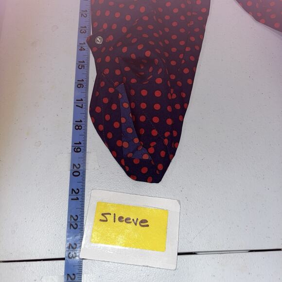 Blouse Top Women’s 1x Navy Red Polka Dot Pleats Preppy Flowy Colorful Capsule - Picture 11 of 14